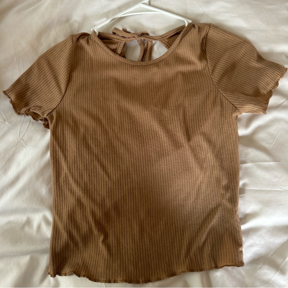 Tan Tied Back Crop Top